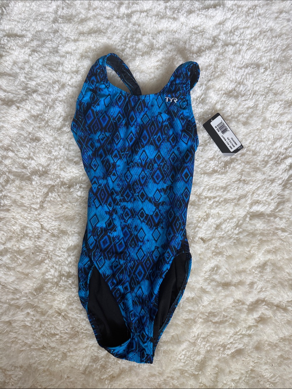 TYR Blue Geometric Girls' One-Piece Swimsuit